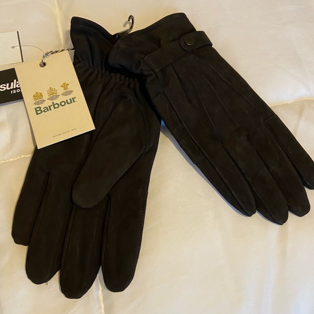 Barbour Black Leather Gloves